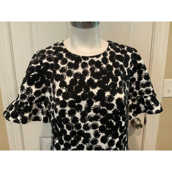 Trina Turk Black & White Paint Brush Patterned Short Sleeve Dress, Size 6 (US) - Picture 2 of 7
